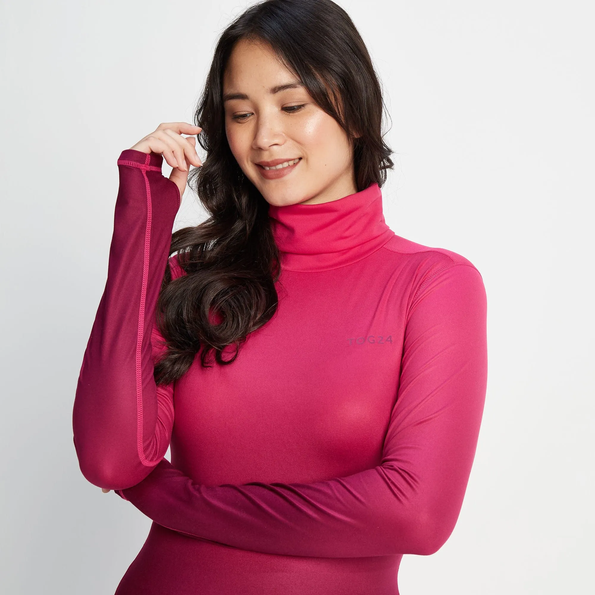 Snowdon Womens Thermal Base Layer Roll Neck - Raspberry Gradient