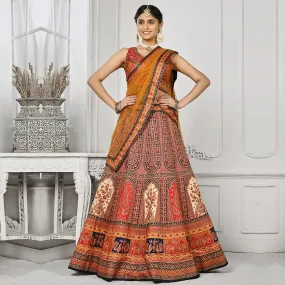 Traditional Orange and Red Lehenga Set