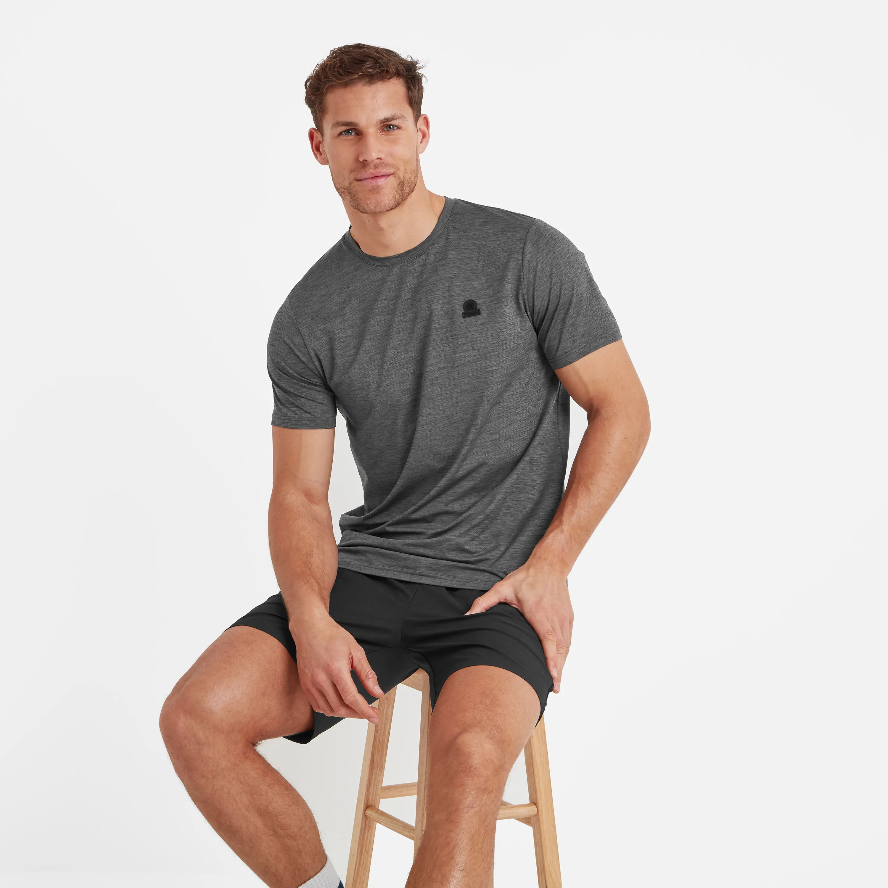 Trudge Mens Sports T-Shirt - Soot Grey Marl