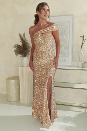 Vicki Sequin Bodycon Gown | Gold