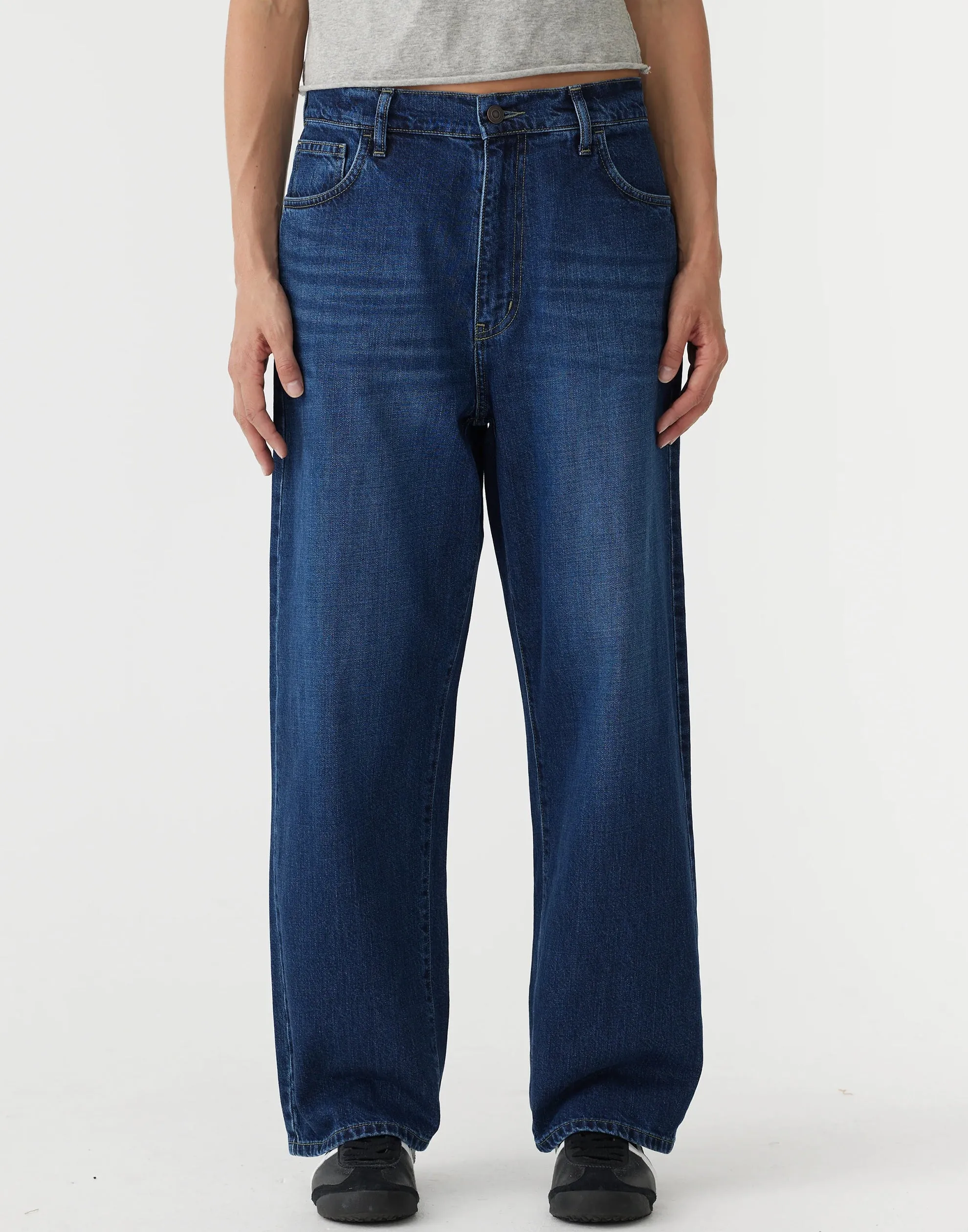 Worn Indigo Slouch Straight Jeans