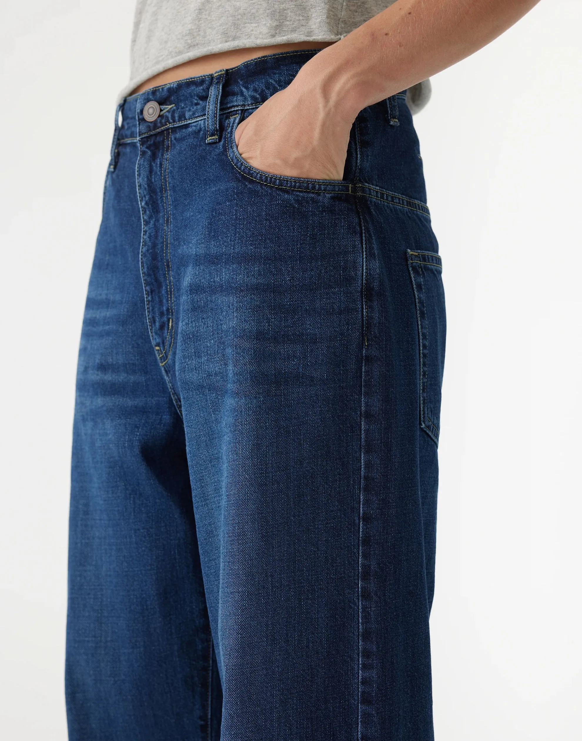 Worn Indigo Slouch Straight Jeans