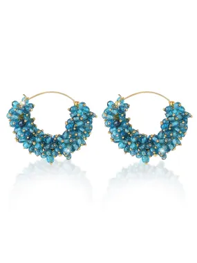 Yellow Chimes Blue Beads Traditional Hoops Earrings for Women and Girls